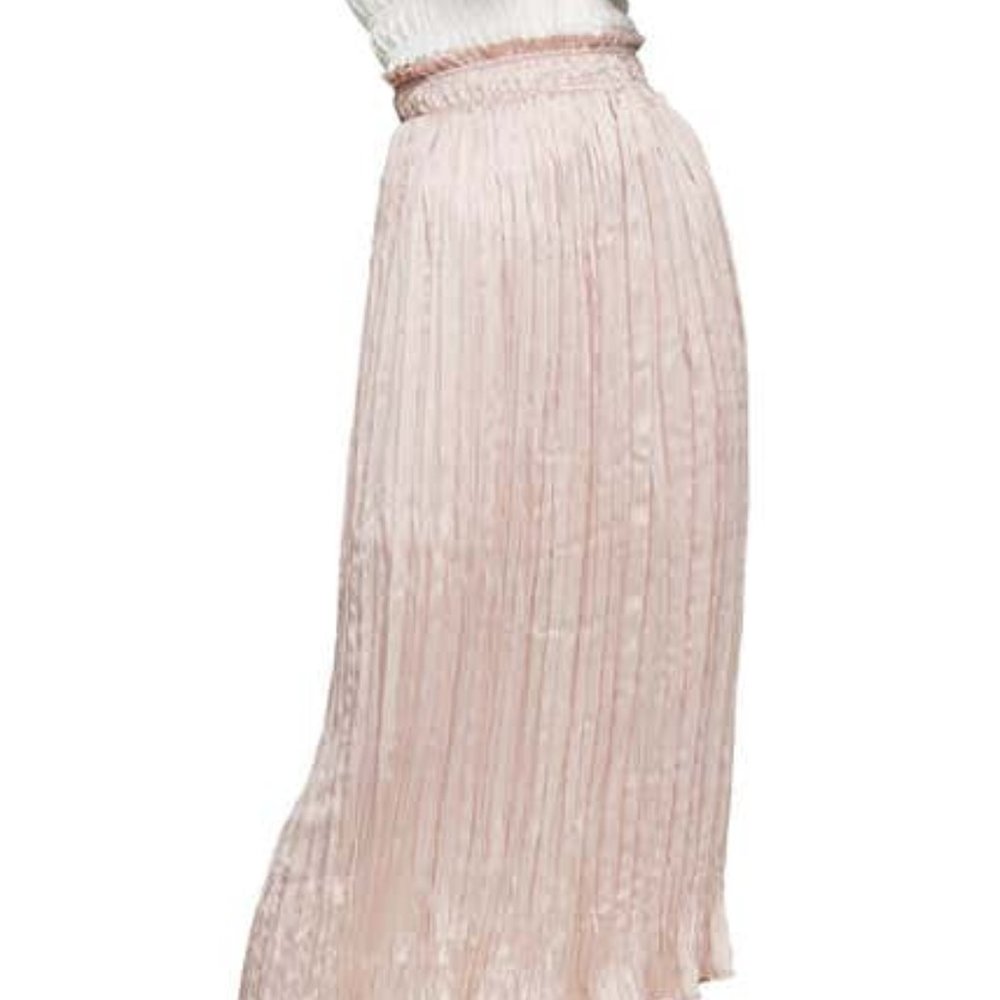 🧡 Topshop Pleated Crushed Satin Midi Skirt Pink